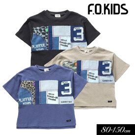 まとめ割でmax30％OFF！＜早割10％OFF＞2024夏【F.O.KIDS/エフオーキッズ】Patch Work Tシャツ≪80cm 90cm 95cm 100cm 110cm 120cm 130cm 140cm 150cm≫子供服 キッズ 女の子 男の子 女児 男児 子ども 半袖Tシャツ アメカジ トップス