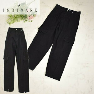 \10月の日〜火曜日30%OFFクーポン♪定価から50%OFF/INDIMARK デニム パンツ カーゴ ブラックデニム WJ131 レディース ウエストゴム ストレッチ 【大】L レッドペッパー ジーンズ ボトム RED PEPPER