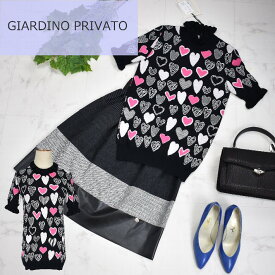 ＼全品大幅割引き中♪／GIARDINO PRIVATO インポート 半そで ニットセーター ハート柄 可愛い大人 セーター ハイネック レディース EA92-1412 高級 デパート 芸能人 ブランド 【大】インポート セミフォーマル サイズ42 ニット 黒色 ブラック GP