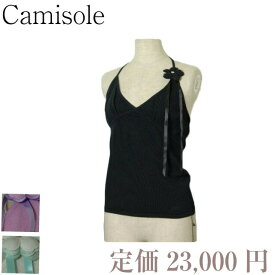 [1000円ポッキリ送料無料]シルク お花キャミソール ニットカットソー 52807 レディース キャリア 女性 【小】ウールン商会 JEAN-LOUIS SCHERRER ジャンルイ シェレル