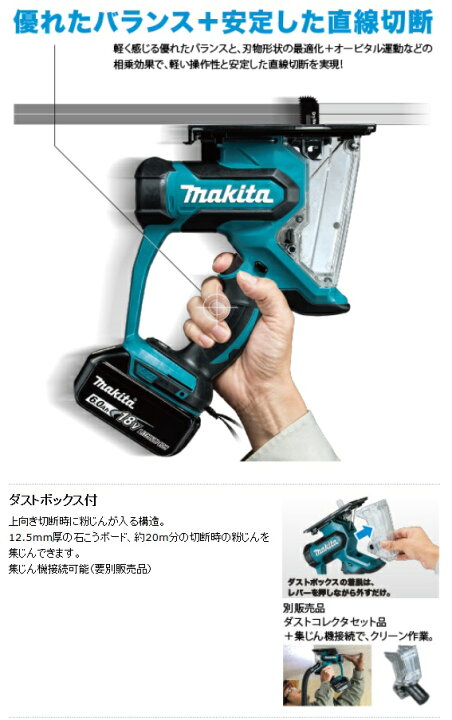 楽天市場】マキタ 充電式全ボードカッター 18V 6.0Ah バッテリx2 充電  