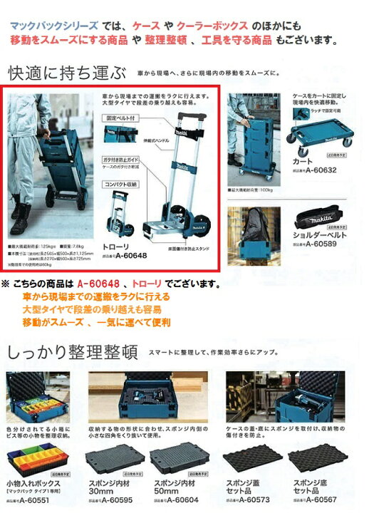 楽天市場】マキタ マックパックシリーズ ＜A-60648＞ トローリ 最大 