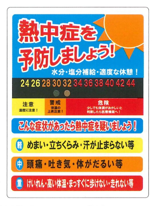 楽天市場 熱中症対策 熱中症予防温度チェック看板 温度帯付 N13 34 予防 塩 タブレット ヘルメット 飴 梅 塩飴 キャンディー グッズ アイスバッグ スポーツ飲料 ドリンク キッズ 通販 三河機工 カイノス 楽天市場店