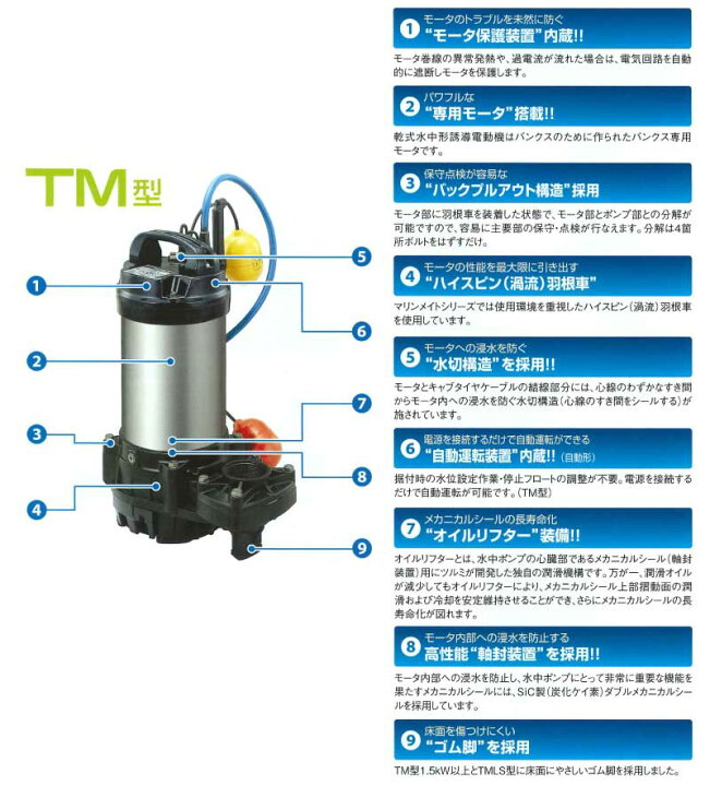 舗 ツルミポンプ チタン製 海水用 水中ポンプ 50tm2 4s 非自動型 単相100v400w 口径50mm 鶴見ポンプ Alice Com Ve
