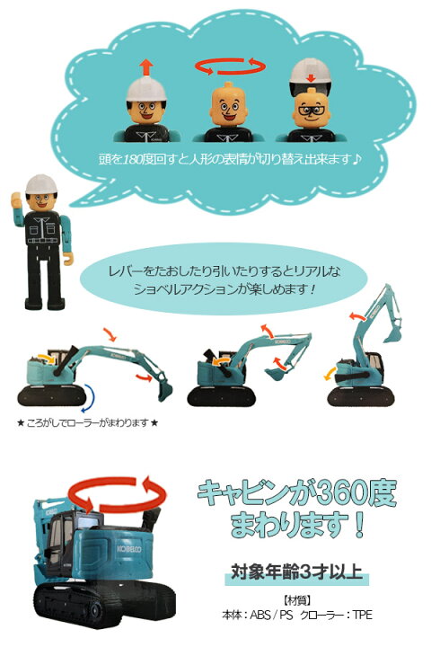 楽天市場】コベルコ建機 手動玩具 ＜SK135SR＞ 人形1体付【KSPNV020009 