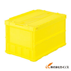 TRUSCO 薄型折りたたみコンテナ 50Lロックフタ付 イエロー TR-C50B Y