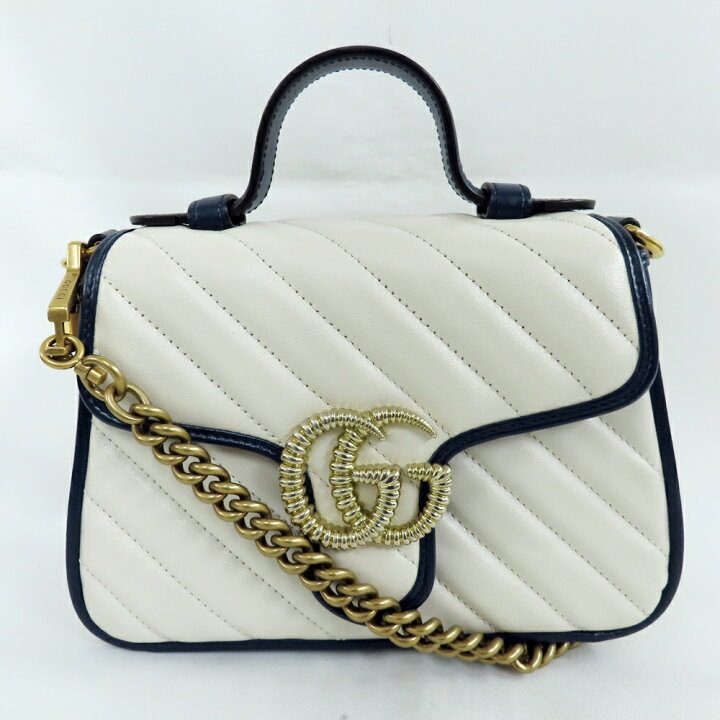 楽天市場】グッチ ハンドバッグ GGマーモント ミニ トップ ハンドル  