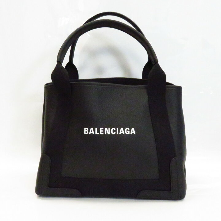 バレンシアガ BALENCIAGA ブラックキャンバス トートバッグ ネイビー 