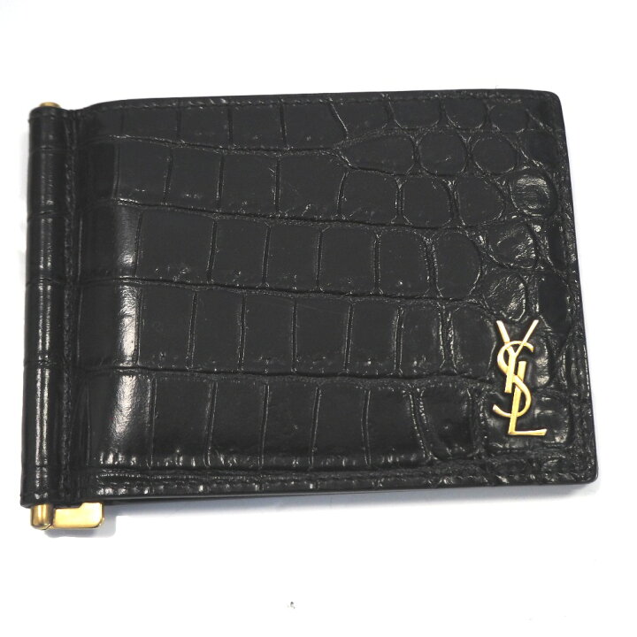 楽天市場】サンローラン 二つ折り札入れ マネークリップ クロコ型押し  