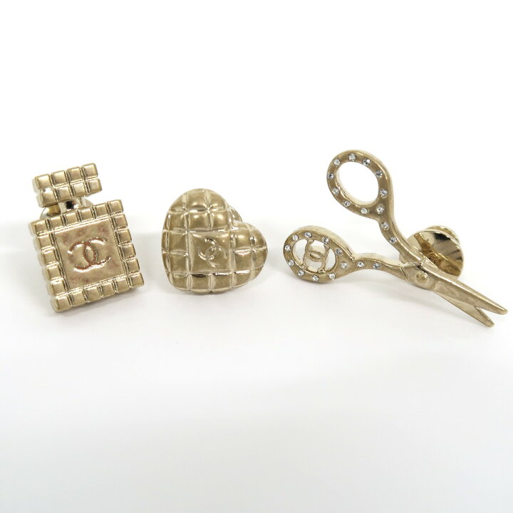 楽天市場】シャネル ブローチ B21 V 香水ボトル ハート ハサミ 3点 