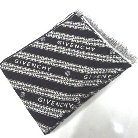 ジバンシー マフラー ロゴ ウール ブラック×ホワイト メンズ【質みなみ・二又瀬店】【質屋】 Givenchy 【中古】 Ft584073