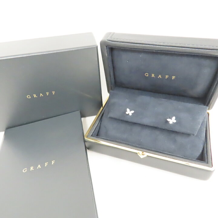 楽天市場】グラフ ピアス K18WG パヴェ バタフライ ダイヤモンド  