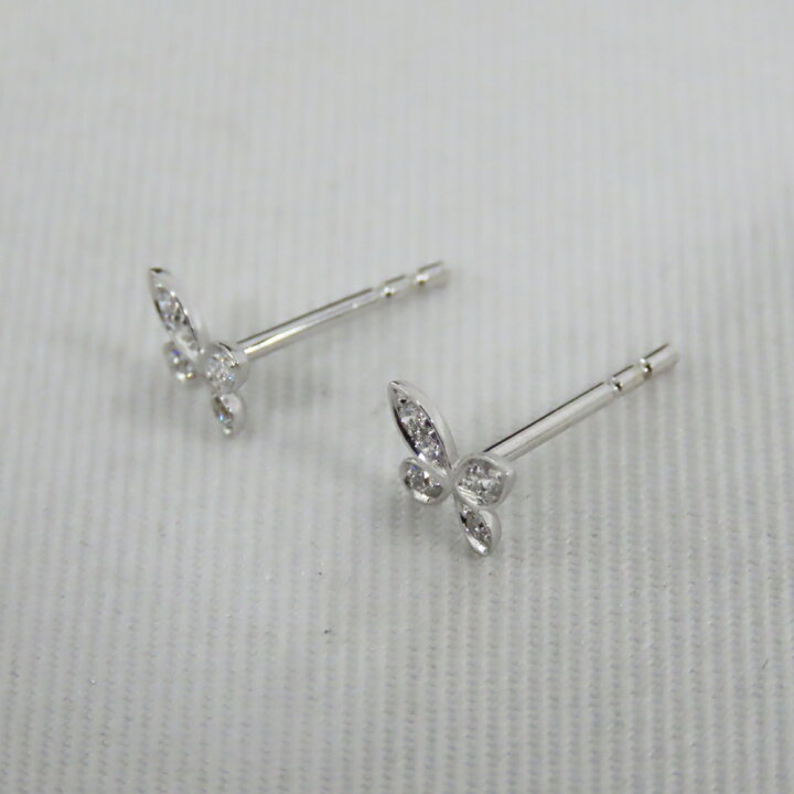 楽天市場】グラフ ピアス K18WG パヴェ バタフライ ダイヤモンド  