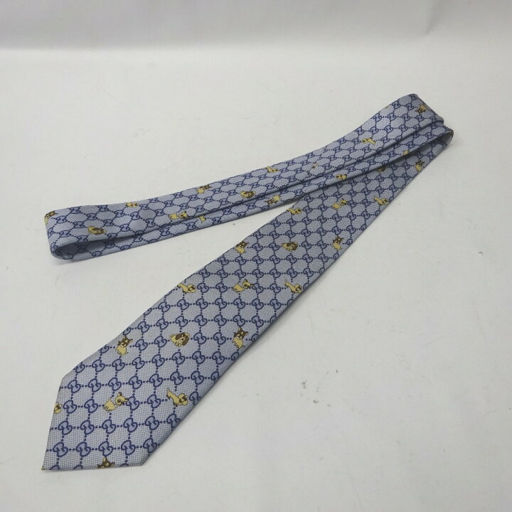 楽天市場】グッチ ネクタイ 犬 Dog GG柄 ブルー系 シルク 美品【質  