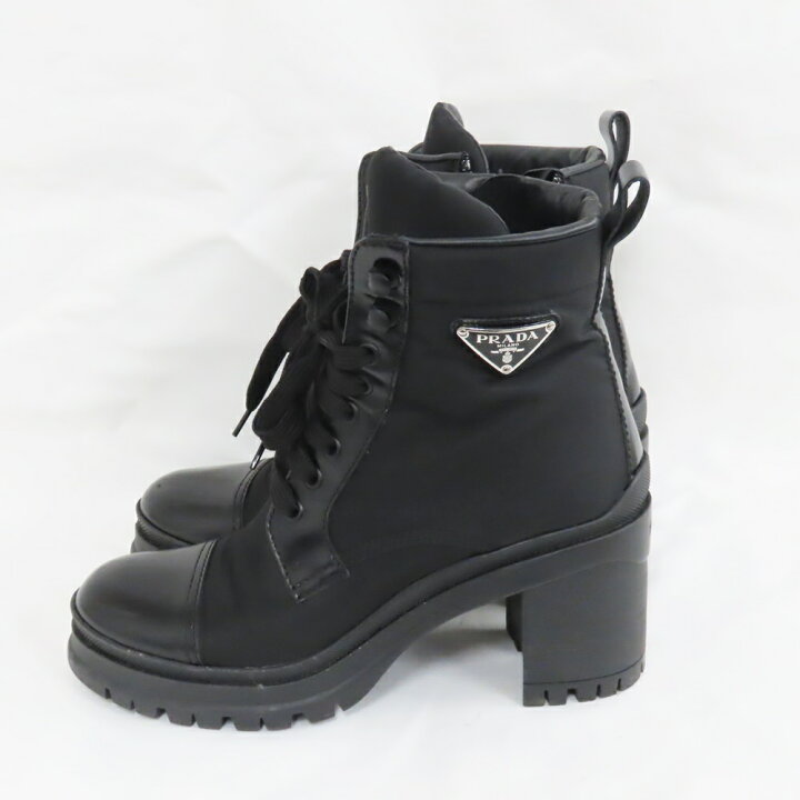 楽天市場】プラダ 靴 Re-Nylon xレザー ナイロン ブーツ 708 ブラック  