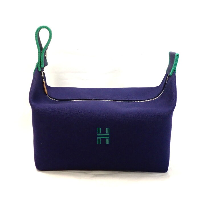 エルメス ポーチ ブリッド・ア・ブラックGM ネイビー/シルバー金具  