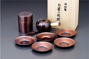 【送料無料】銅急須・茶筒・茶托セット