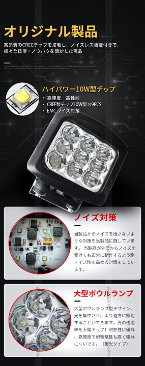 楽天市場】楽天ランキング1位！ 90WハイパワーLED作業灯 12V/24V兼用 