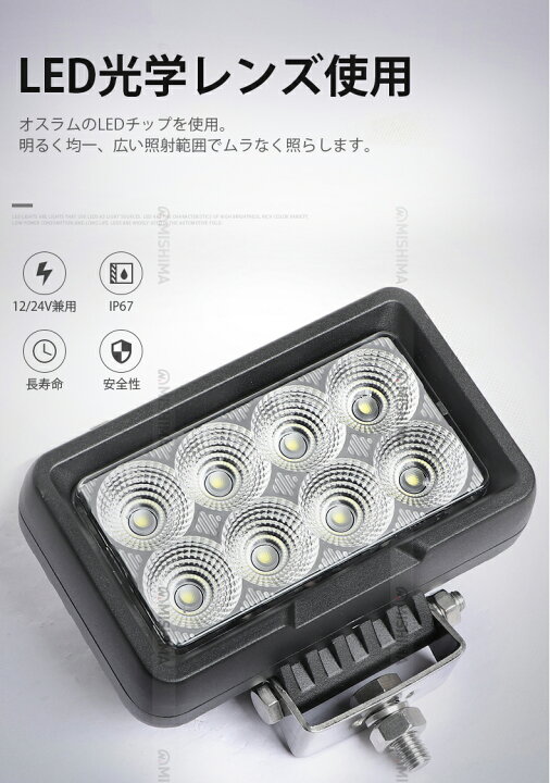 楽天市場】作業灯 LED LED作業灯 ワークライト 【8台】 24v 12v 80W 1 
