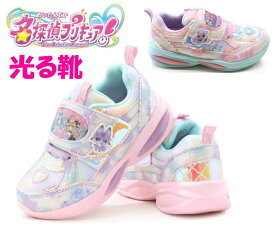 光る靴 名探偵プリキュア! 3709 キッズ スニーカー シューズ 女の子 ピンク パープル かわいい ハート柄 ラメ リボン キラキラ くつ 大人気 新作 子供靴 普段履き キュアアンサー キュアミスティック キュアアルカナ・シャドウ 15センチ 16cm 17cm 18cm 19cm 送料無料 新作