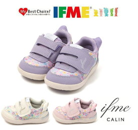 イフミー カラン IFME 20-5822 ベビー キッズ スニーカー シューズ 子供靴 女の子 ローカット 通園 誕生履き 女の子 かわいい 花柄 ハート リボン ベルクロ 軽い 限定 幅広 かわいい ピンク ホワイト パープル プレゼント 13cm 13.5cm 14m 14.5cm 15cm