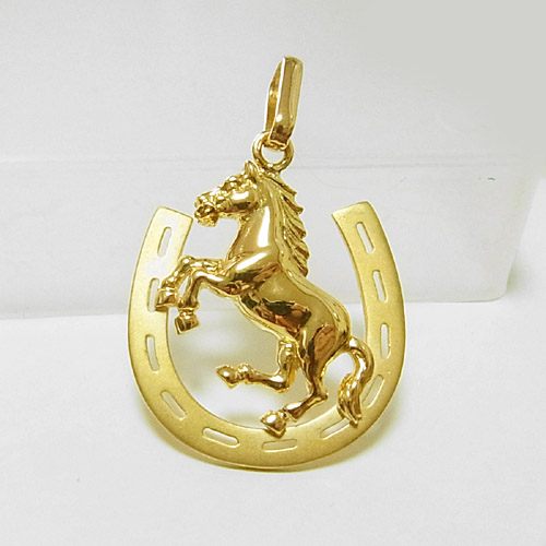 馬蹄と馬 ホース デザインの18金ペンダントトップ小 | Graceみわ