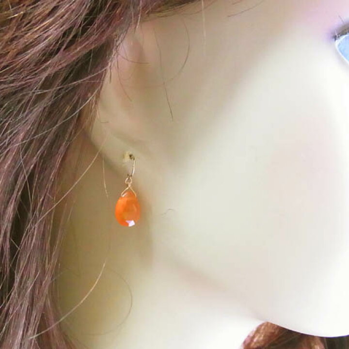 楽天市場】ペアシェイプ しずく カーネリアン K18 K14WG ピアス 