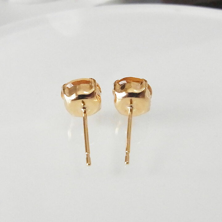 楽天市場】K18 6mm ラウンド シトリン ピアス : Graceみわ