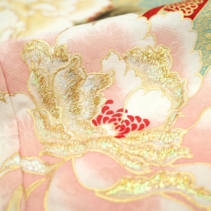 楽天市場】【新品】 振袖 着物 正絹 袷 刺繍 水色 扇子 四季の花 牡丹 