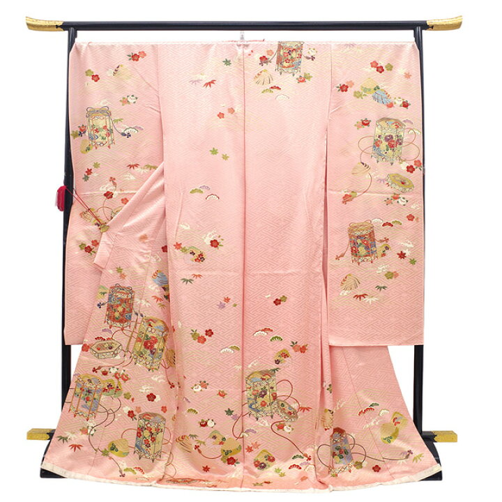 b966 正絹振袖仮絵羽金箔椿未仕立て極美品着物