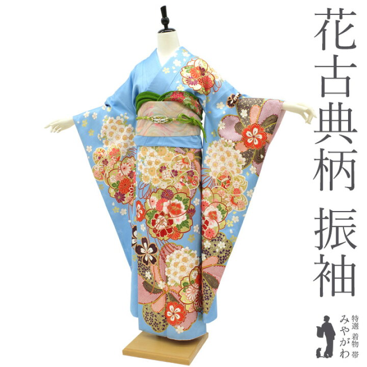 楽天市場】【新品】振袖 着物 薄青地 水色 ライトブルー 桜 捻梅 牡丹 