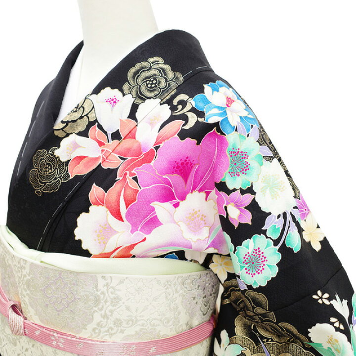 楽天市場】【新品】 訪問着 袷 着物 正絹 金彩加工 ラメ糸 黒 白 牡丹 