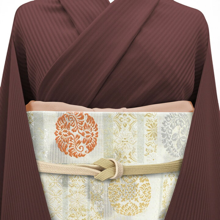 袋帯 京都西陣 灰緑 金糸 七宝 花菱 鱗 花唐草 フォーマル 中古 kp848 