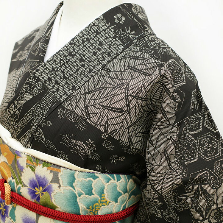 楽天市場】【新古品】 本場大島紬 着物 大島紬 正絹 袷 染大島 黒 薄茶  