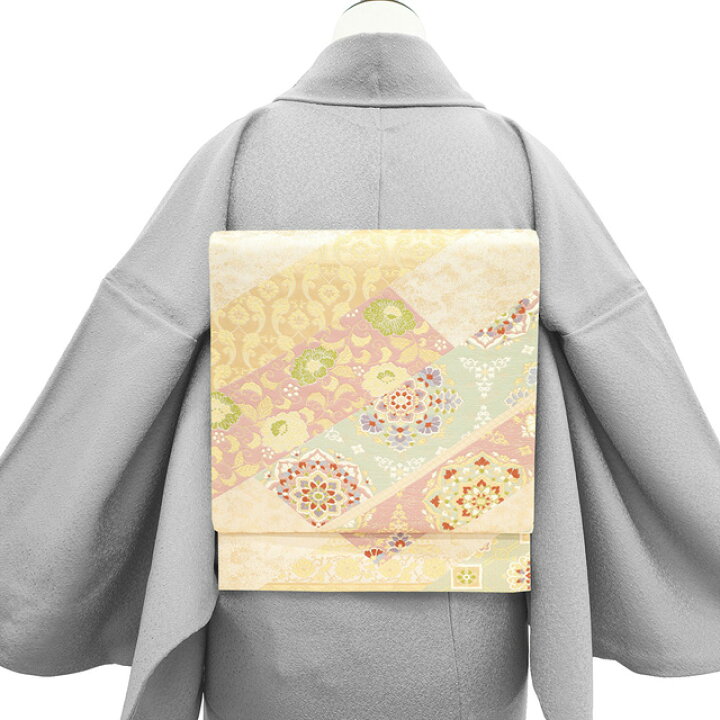 すごい値！袋帯 京都 西陣 正絹 手もみ箔 壊さ 水色 白 茶紫 3色 