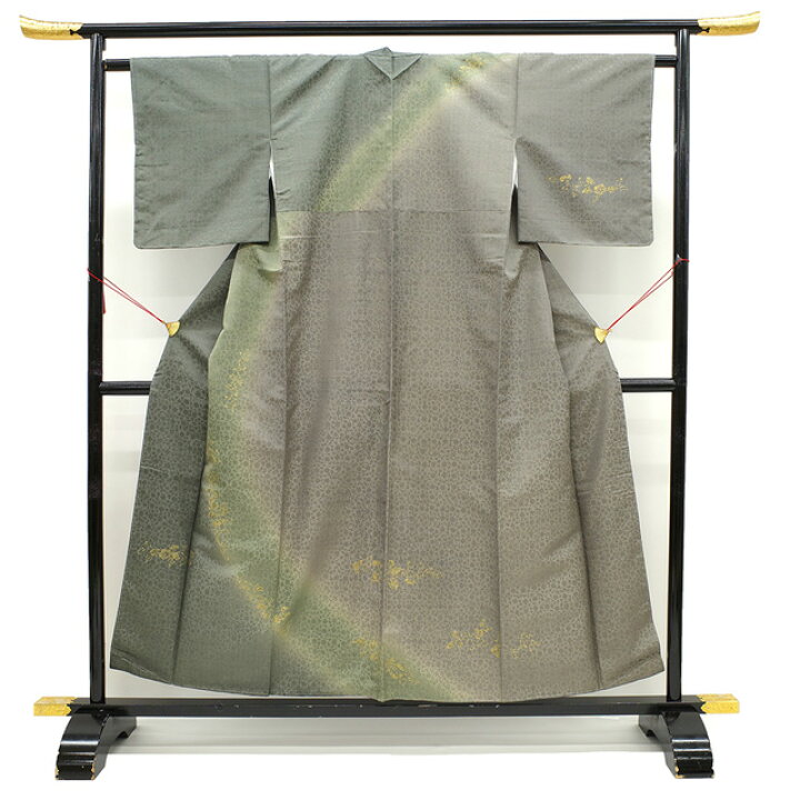 楽天市場】【新古品】 野蚕糸 訪問着 紬 着物 正絹 袷 ムガシルク 金彩 