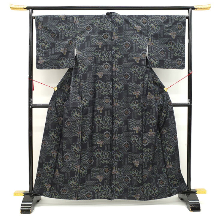 楽天市場】【新古品】 本場大島紬 着物 大島紬 正絹 袷 織絣 横双 