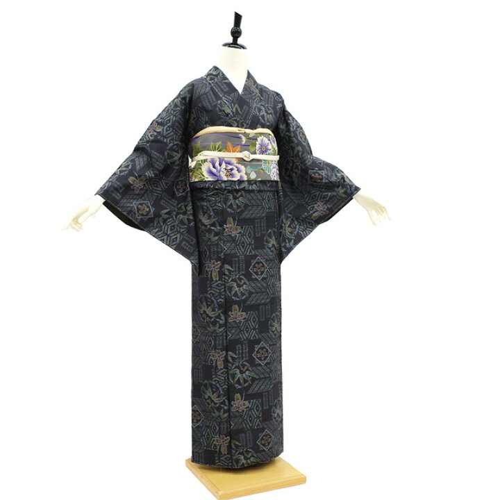 楽天市場】【新古品】 本場大島紬 着物 大島紬 正絹 袷 織絣 横双 