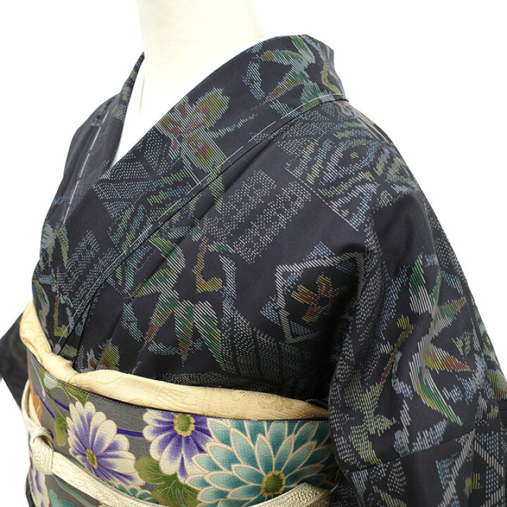 楽天市場】【新古品】 本場大島紬 着物 大島紬 正絹 袷 織絣 横双  