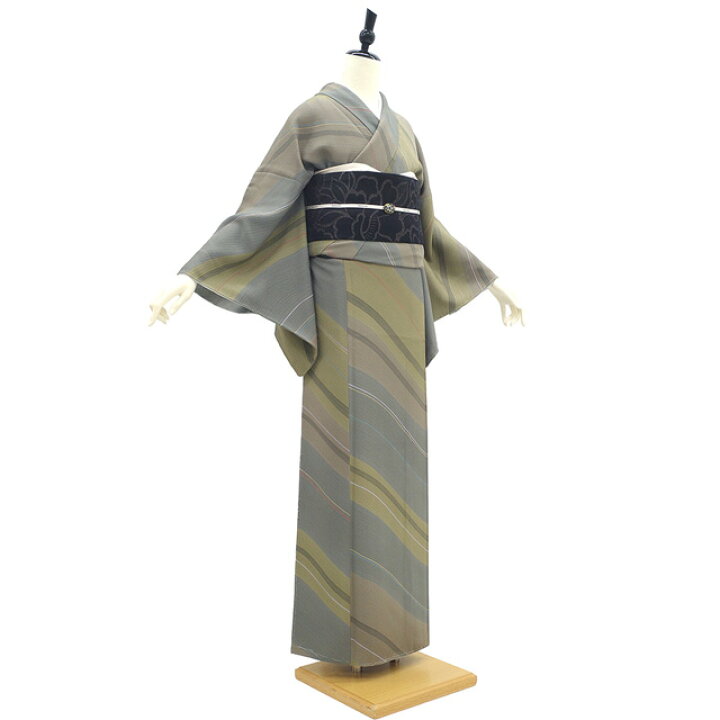 楽天市場】【新古品】 小紋 着物 未使用 正絹 袷 手染め モスグレイ 淡 