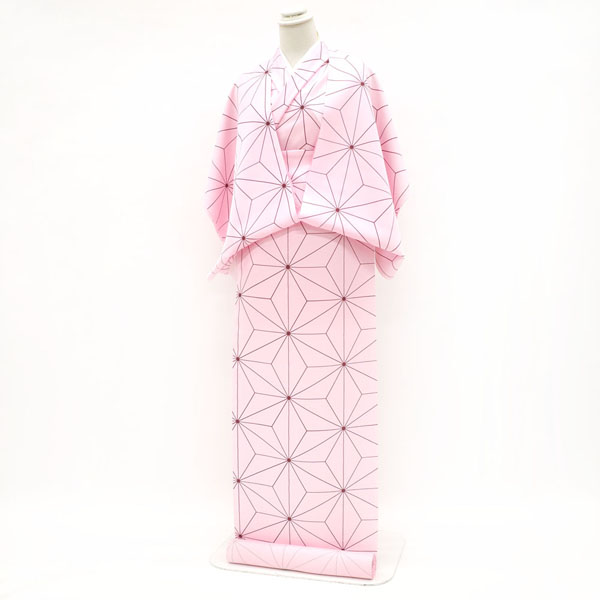 楽天市場】【新品】 小紋 着物 着尺 反物 ピンク 麻の葉 文様 日本製 