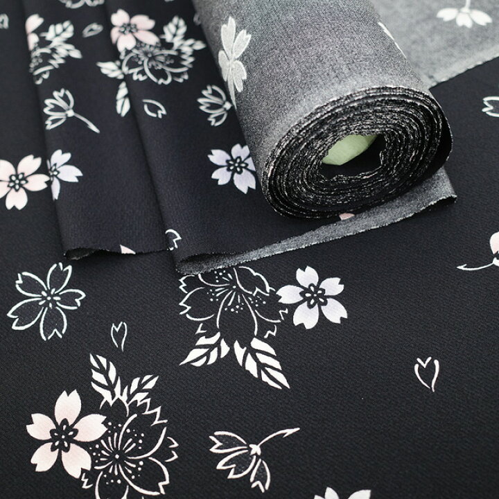 楽天市場】【新品】 小紋 反物 正絹 着物 着尺 黒地 桜 花柄 白 ピンク 