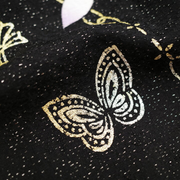 楽天市場】【中古】 振袖 着物 正絹 袷 金彩加工 刺繍 銀通し 黒 紫  