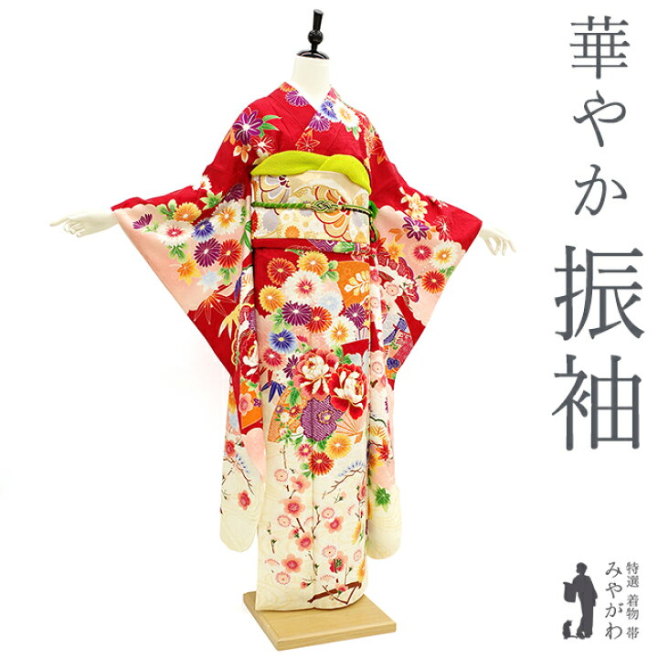 楽天市場】【新品】 振袖 着物 正絹 袷 Wedding BOX 赤 扇 