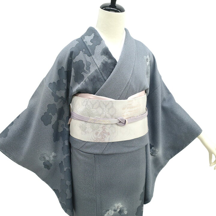 楽天市場】【新古品】 訪問着 着物 未使用 正絹 袷 手染め 綾娘 グレー 