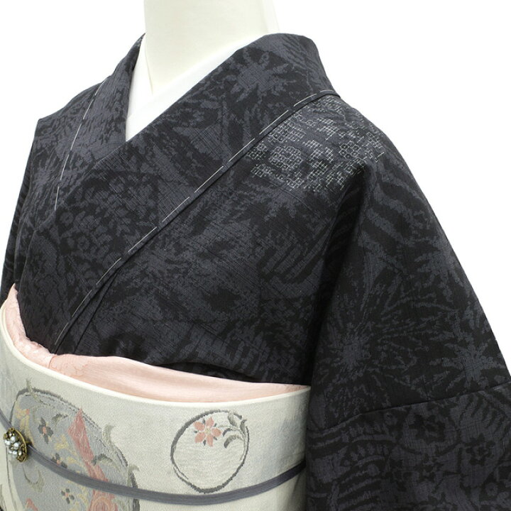楽天市場】【新品】結城紬 着物 正絹 袷 小倉商店 80亀甲 黒紫地 黒 