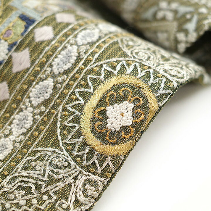 楽天市場】【新古品】 袋帯 未使用 正絹 手刺繍 相良刺繍 金糸 銀糸 金  