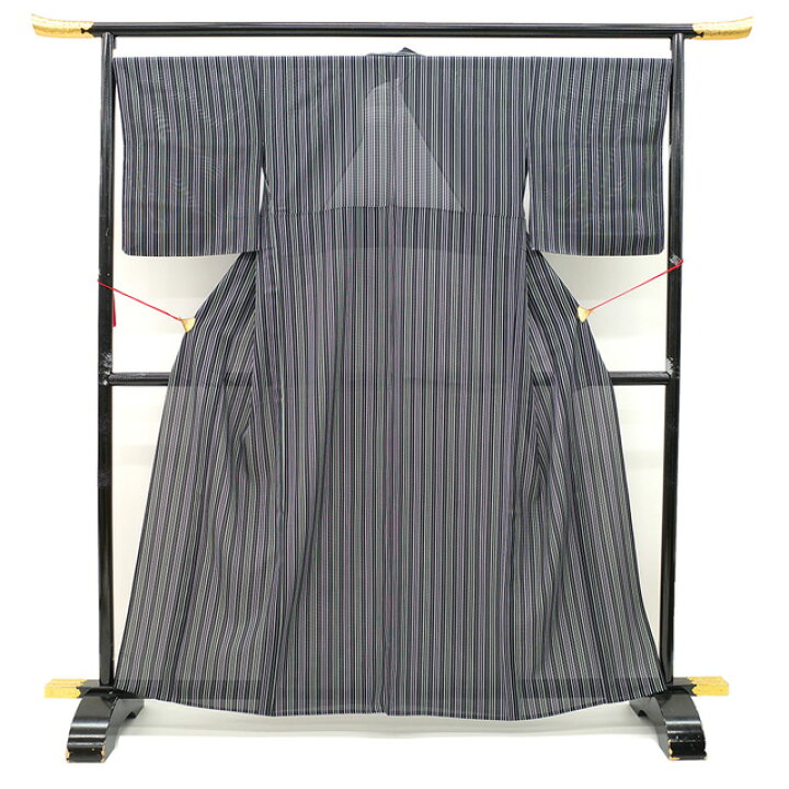 楽天市場】【新古品】 夏物 小紋 薄物 着物 正絹 絽 五泉 黒 くすみ 緑 
