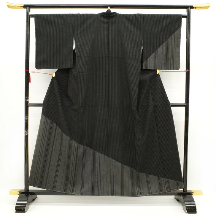 楽天市場】【中古】 塩沢紬 訪問着 リサイクル着物 正絹 袷 黒 細縞 