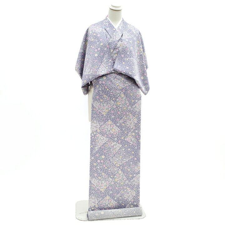 楽天市場】【新古品】 小紋 着物 反物 正絹 着尺 藤紫 小花 丹後 